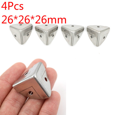 26*26*26mm,4Pcs Antique Style Metal Box Corner Iron Protection Case Edge Guard Corner Cover,Chrome Color ► Photo 1/6