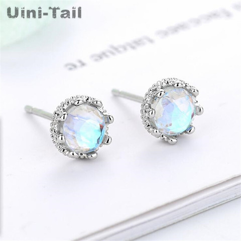 Uini-Tail hot sale new 925 sterling silver classic lace crown moonstone earrings romantic temperament niche high quality ED811 ► Photo 1/5