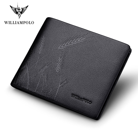 Williampolo Genuine Leather Wallet Fashion Bifold Men Wallet Casual Solid Cowskin Leather  Purse #191422 ► Photo 1/6