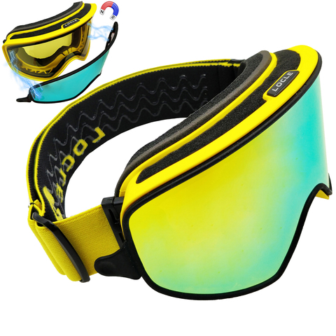 LOCLE Ski Goggles 2 IN 1 with Magnetic Dual-use for Night Ski Eyewear Anti-fog UV400 Ski Snowboard Goggles Men Women Ski Glasses ► Photo 1/6
