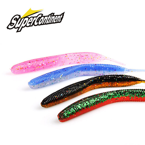 2022 Supercontinent Needle-tailed straight worm now hot 100mm Double Color Silicone Bait ► Photo 1/5