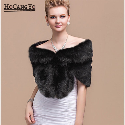 HCYO Winter Bridal Faux Fur Coat Women Wedding Shawl Evening Party Wraps Slim Fur Shoulder Capes Elegant Ladies Faux Fur Cloak ► Photo 1/6