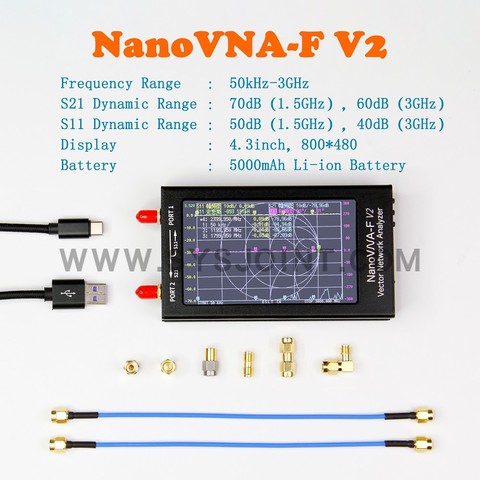 1.5GHz/3GHz NanoVNA-F / V2 VNA HF VHF UHF Vector Network Antenna Analyzer + 4.3 inch IPS LCD + Metal Case + 5000mAh Battery ► Photo 1/6