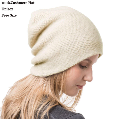 100 % Cashmere Hat Women  Real Natural Cashmere Hat Men Unisex Warm Comfortable Hand-knitted Cashmere Kid Hat Seamless Knitted ► Photo 1/6