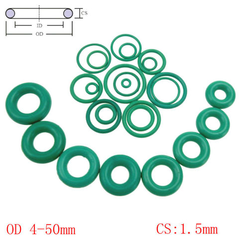 Green FKM Fluorine Rubber O Ring O-Ring Oil Sealing Gasket CS 1.5mm OD 4-50mm ► Photo 1/4