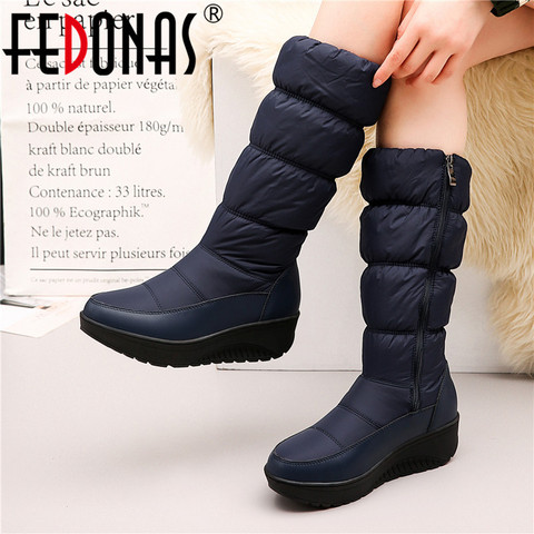 FEDONAS Women Mid-calf Boots 2022 New Winter Keep Long Warm Round Toe Female Snow Boots Side Zipper Platforms Casual Shoes Woman ► Photo 1/6