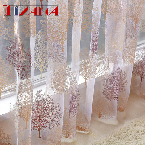 Luxury Tree Sheer Tulle Curtains for Living Room Bedroom Kitchen Voile Sheer Curtains for Window Tulle Curtains Drapes T249#4 ► Photo 1/6