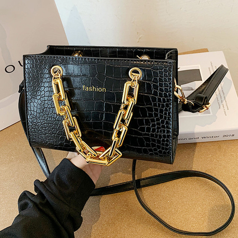Luxury Gold Chain Handbag Stone Pattern Leather Crossbody Bag Designer Chain Shoulder Bag Messenger Bag Mini Purses ► Photo 1/6