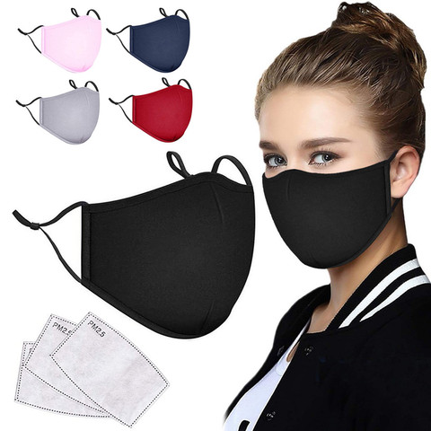 Unisex Black Cotton Mouth Mask Reusable Dustproof Washable Face Mask Anime Mask For Cycling Camp Mascarillas ► Photo 1/6