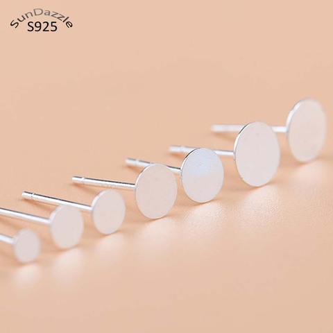 10pcs Real Solid 925 Sterling Silver Earring Stud Needle Post Flat Base Pins 3~8mm Silver Settings DIY Jewelry Making Findings ► Photo 1/6