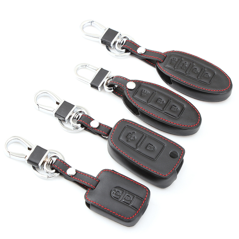 Leather Car Key Cover Case For Nissan Qashqai J10 J11 X-Trail t31 t32 kicks Tiida Pathfinder Murano Note Juke Micra Almera Tiida ► Photo 1/5