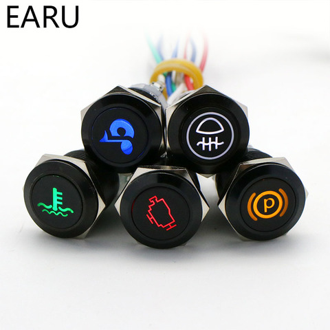 16/19/22mm Oxide Black Metal Push Button Switch LED Light DIY Logo Symbol Icon Signal Customization Waterproof Car Power Switch ► Photo 1/6