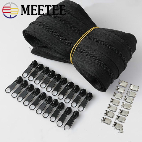 Meetee 10/20M Nylon 3# Coil Zipper with Slider & Stopper for Quilt Bags Tent Invisible Clothing Zip Sewing Crafts Accessories ► Photo 1/5