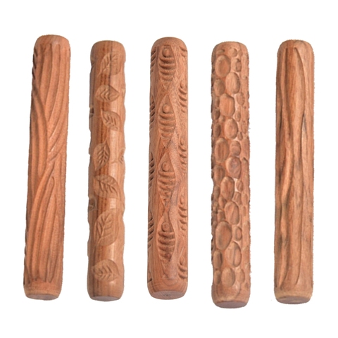 Wood Clay Texture Rolling Pin Emboss Pattern polymer clay roller Ceramic Pottery Tools ► Photo 1/6