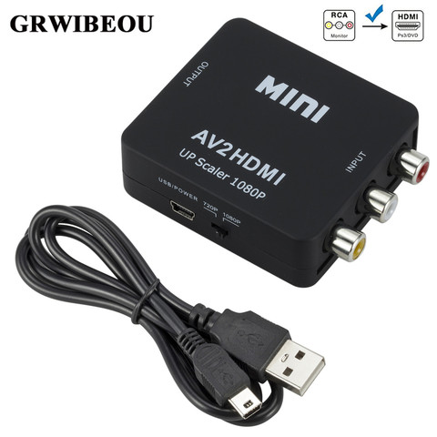 Grwibeou RCA AV to HDMI Converter High Quality HD 1080P AV 2 HDMI Adapter For TV X box PS4 PC DVD Projector AV To HDMI Converter ► Photo 1/6