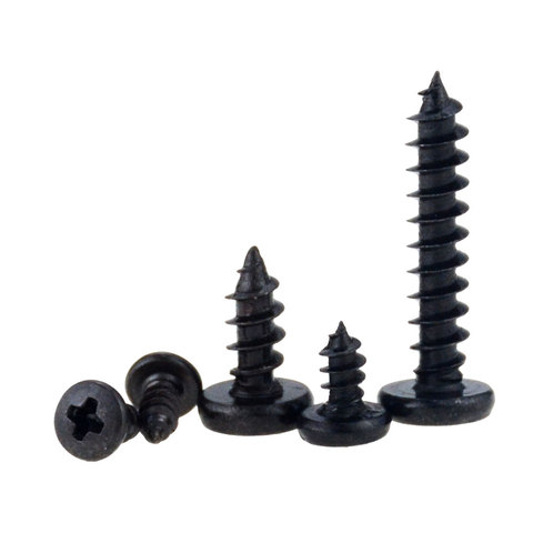 100PCS M2*4 5 6 8 10 Small Black Carbon Steel Cross Phillips Pan Round Head Self Tapping Screw M2x4 M2x6 M2x8 M2x10 ► Photo 1/6