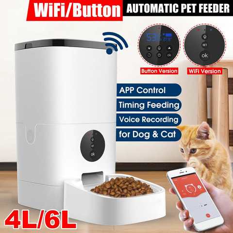 [WiFi/Button Version] 4L/6L Automatic Pet Feeder Smart Cat Dog Food Dispenser Remote Control APP Timer ► Photo 1/6
