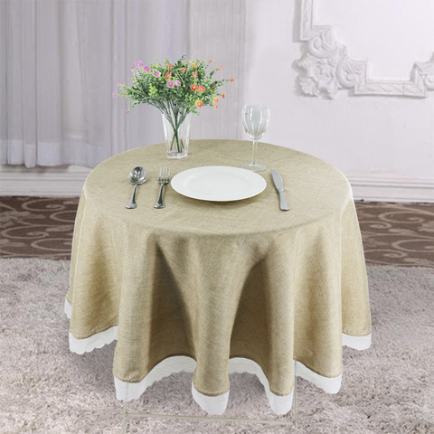 1pcs Cotton Linen Round Lace Tablecloths Modern Table Cover for Wedding Party Table Decorations Home Decor ► Photo 1/6