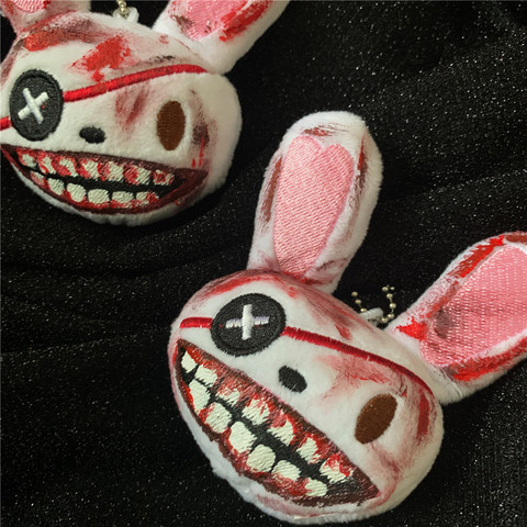 Bloody One-eyed Rabbit Plush Keychain Harajuku Handmade Animal Key Ring For Women Couple Unique Accessories Pendant Halloween ► Photo 1/6