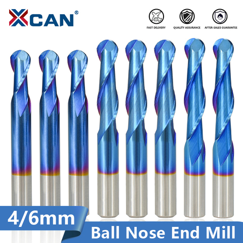 XCAN Ball Nose End Mill 4/6mm Shank 2 Flute CNC Router Bit Nano Blue Coated Carbide Milling Cutter ► Photo 1/6