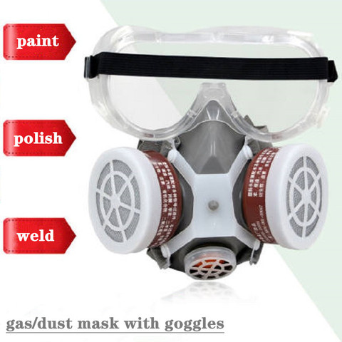 Painting Spray Gas Mask Respirator Anti Dust Mask with Protective Glasses Breathing Valves Replaceable Carbon Filter Light ► Photo 1/5