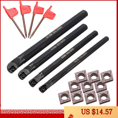 4 Set Of 7/8/10/12Mm Sclcr Lathe Boring Bar Turning Tool Holder+10Pcs Ccmt 0602 Carbide Insert Blades for Lathe Turning Machine ► Photo 1/6