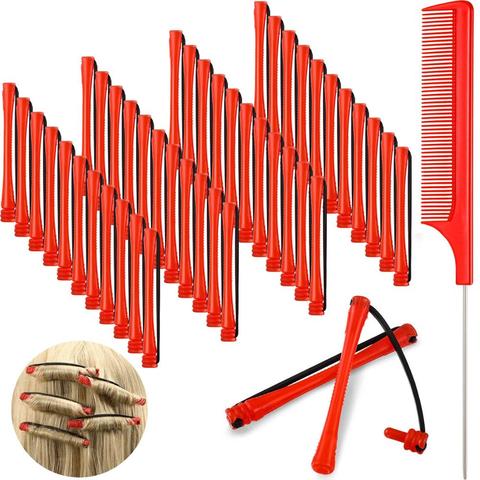 48 Pieces Hair Perm Rods Short Cold Wave Rods Plastic Perming Rods Hair Curling Rollers Curlers with Steel Pintail Comb ► Photo 1/6
