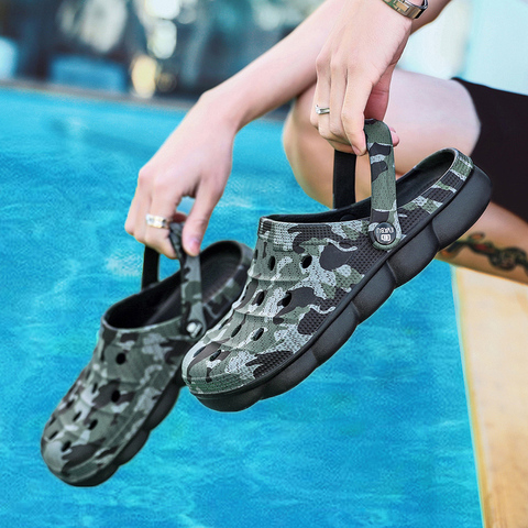High Quality Digital Camouflage Men's Beach Sandals Outdoor Summer Sea Aqua Shoes Wading Sneaker Gardon Hollow Clogs Shoes ► Photo 1/6