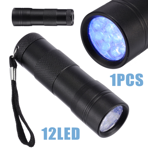 UV GEL Curing Light Black Professional Light 12 LED Ultraviolet Flashlight 395nm Torch For UV Resin Craft Battery ► Photo 1/6
