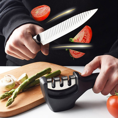 Knife Sharpener 3 Stages Professional Sharpening Stone Grinder Knives Whetstone Tungsten Kitchen Grinding Stone Sharpener Tool ► Photo 1/6