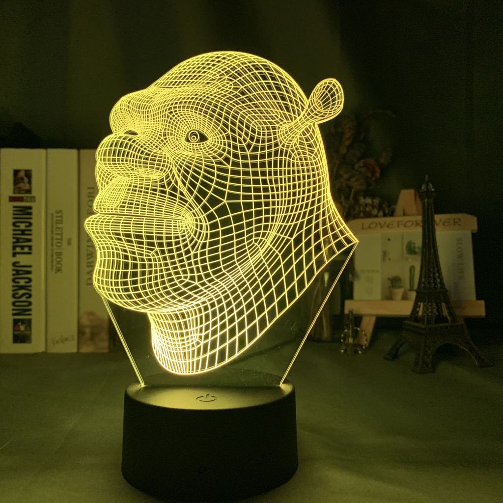 Led Night Light Shrek Head 3D Illusion Lamp for Kids Child Bedroom Decor Gifts 
