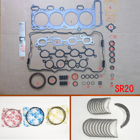 SR20DE SR20DET Engine Full gasket set kit main con rod bearing piston ring for Nissan 100 NX/Primera/Pulsar/Serena 2.0L 1998cc ► Photo 1/1