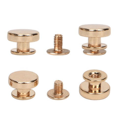New 20Pcs 10mm Alloy Gold Flat Nipple Rivets DIY Luggage Leather Metal Craft Solid Screw Nail Clothing Punk Screws Accessories ► Photo 1/1