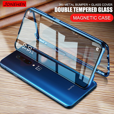 360 Full Protective Magnetic Metal Bumper Double Tempered Glass Case For Oneplus 7 7T 8 Pro 8T 6T 6 One Plus 7 Pro 8 Nord Cover ► Photo 1/6