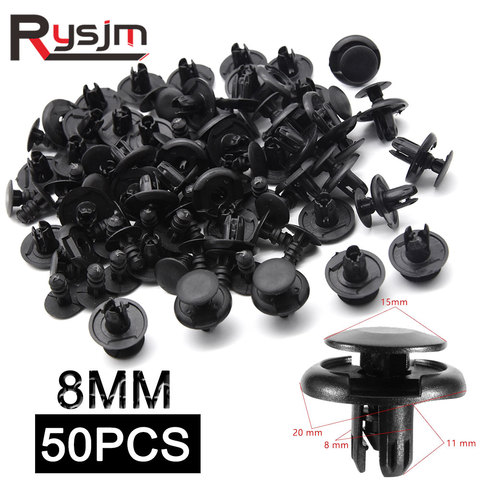 50pcs 8mm 6mm Black Plastic Vehicle Car Bumper Clips Fastener Buckle Interior Trim Card Door Liner Fixed Clamp Fit For Toyota ► Photo 1/6