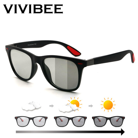 VIVIBEE Classic Photochromic Sunglasses with Polarized Men Driving Square Color Change Matte Sun Glasses Women Transition Shades ► Photo 1/6