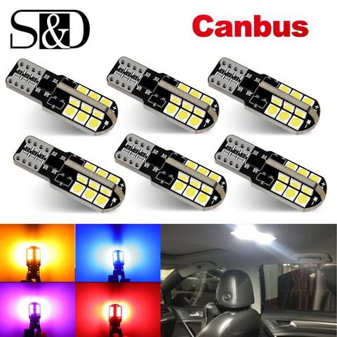 6Pcs W5W LED T10 Led Canbus 168 194 LED Bulb 24SMD Car Side Marker Light License Plate Lamp White Blue Yellow Red Pink 12V 6000K ► Photo 1/6