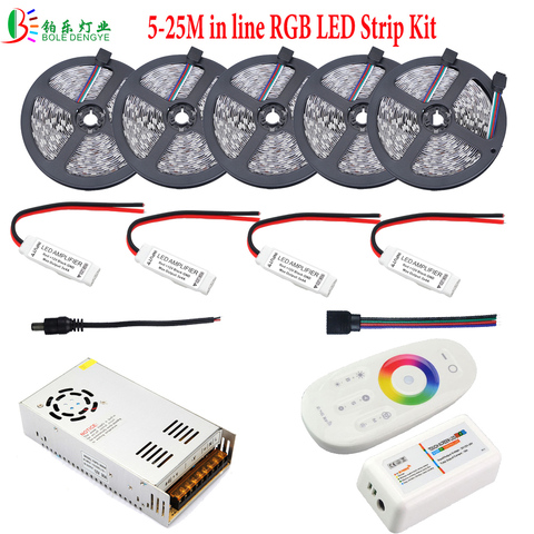 10M 15M 20M 25M 30M RGB LED Strip With Signal Amplifier In Line For Ceiling Decoration+2.4G LED Controller+12V LED Power Supply ► Photo 1/6