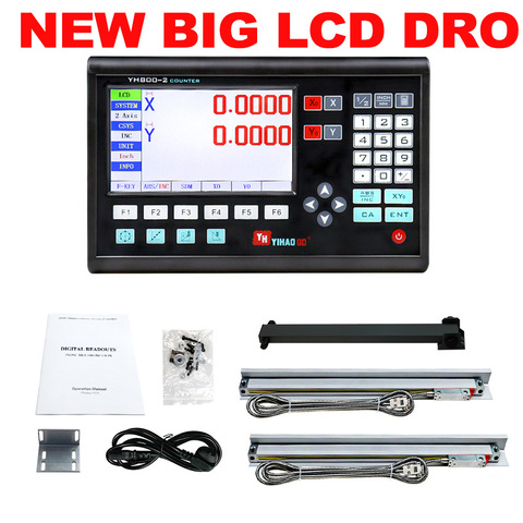 Complete 2 Axis Big LCD Digital Readout  Dro Set Kit and 2 PCS 5U Linear Glass Scale Linear Optical Ruler for Mill Lathe Machine ► Photo 1/6
