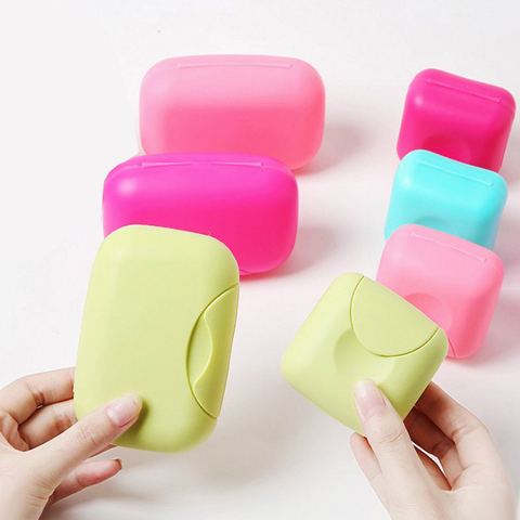 1Pcs big/small Candy color portable Soap Dish Box Case Bath Bowl Plate Case Home Shower Travel Hiking Holder Container Soap Box ► Photo 1/6