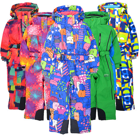 Children's winter outdoor bodysuit ski suit windproof snow and water plus velvet thickening snow town ski equipment bodysuit ► Photo 1/6