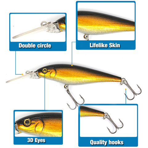 Hot 10 Colors Hard Bait Minnow Fishing lure Bass carp Fresh Salt water japan sea 3D Eyes Wobbler Tackle Crankbait Pesca 11cm 11g ► Photo 1/6