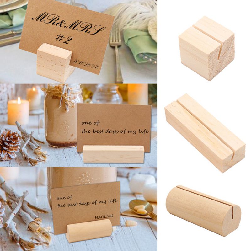 Stand Place Card Photo Postcard Holder 10PCS Natural Wooden Pine Table Memo No 