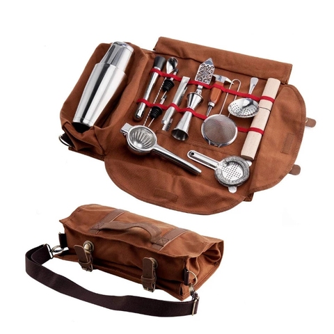 Bar Bartender Carrying Bag Creative Bartender Canvas Toolkit Pack Bar Tools Cocktail Shaker Set Storage Bag Only ► Photo 1/5