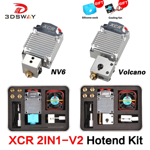 3DSWAY 3D Printer Part XCR 2IN1-V2 Color Switching Hotend Two Color NV6 Heated 0.4/1.75 Volcano Nozzle 0.8 Silicone Sock and Fan ► Photo 1/6