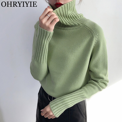OHRYIYIE 2022 Spring Autumn Women Knitted Turtleneck Sweater Casual Soft Jumper Slim Cashmere Elasticity Pullovers Tops Female ► Photo 1/6