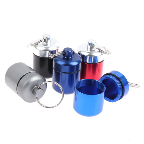 Mini Pillbox Keychain Waterproof Aluminum Alloy Medicine Pill Box Case Bottle Cache Drug Holder Container Container For Medicine ► Photo 1/6