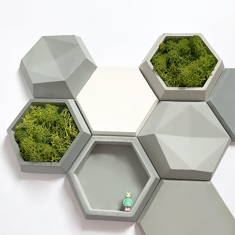 Hexagon cement brick silicone mold hexagon home decoration flowerpot mold  wall brick gypsum concrete process machinery mold ► Photo 1/6