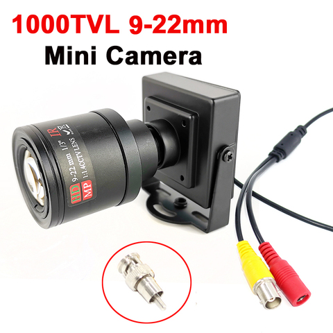 1000TVL/700TVL 9-22mm Varifocal Lens Metal Mini Camera Manual Adjustable Lens with RCA Adapter CCTV camera Car Overtaking Camera ► Photo 1/6