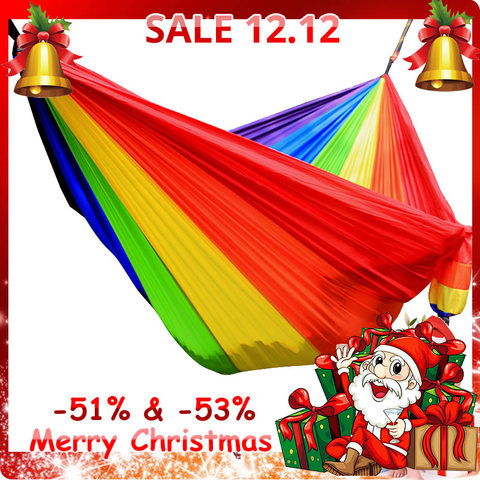 Hammock Length 300cm width 200cm Double Person 260cm*140cm Single Use LGBT 6 Color Rainbow Hammocks ► Photo 1/6